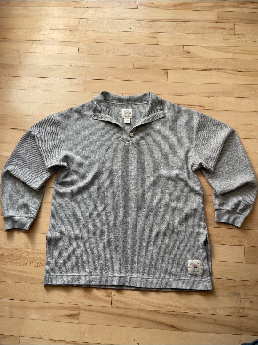 Vintage Victoria's Secret Country Gray Women's Waffle Knit Henley Pullover